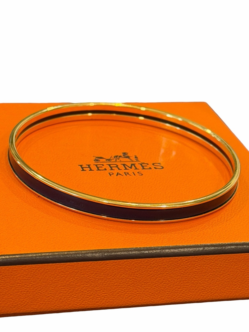 Hermes Midnight Blue and Gold Enamel Bangle Bracelet - Picture 3 of 7